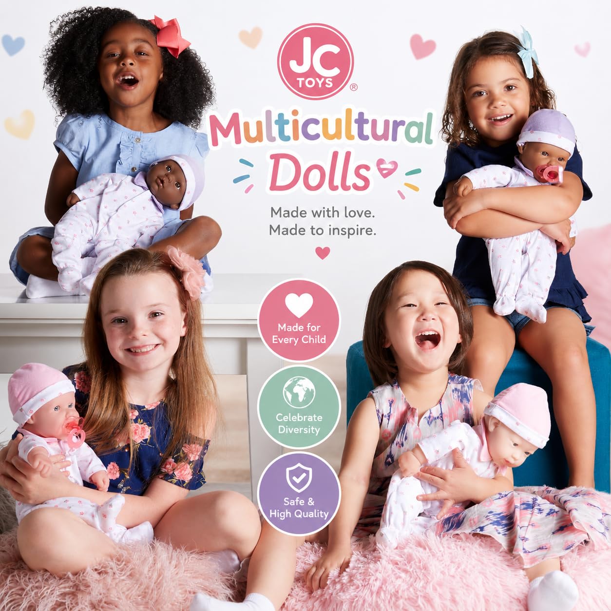 JC Toys Bambola La Baby 40 cm con corpo morbido e lavabile, biberon magico e lecca-lecca, blu, progettata in Spagna, +12 mesi