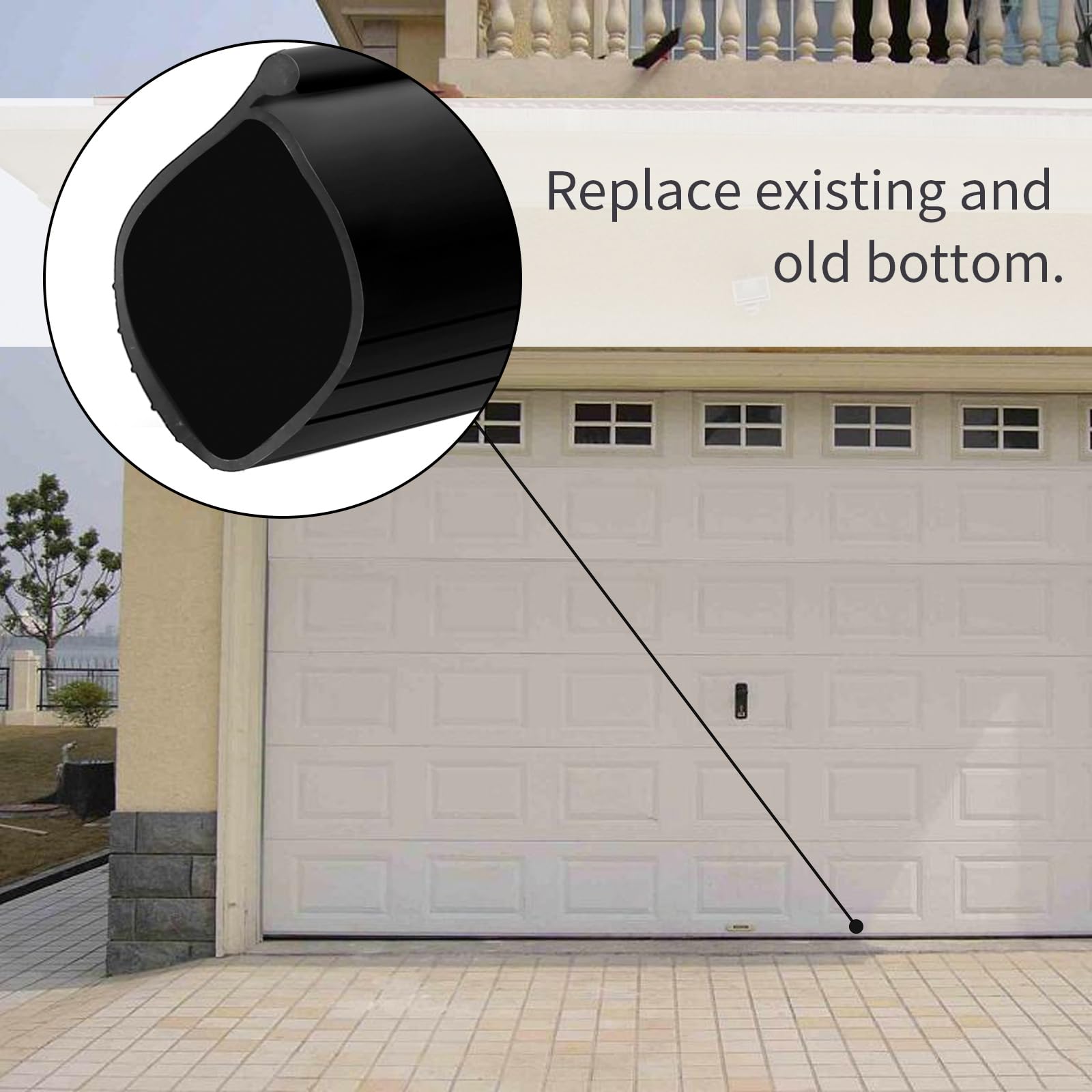 Joint de bas de porte de garage - Joint de rechange en caoutchouc - 3 m
