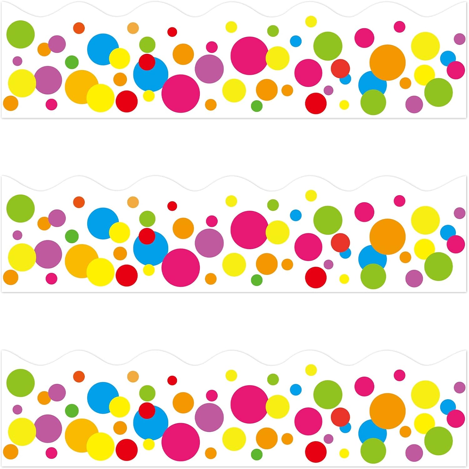 Buy 72 Feet Rainbow Dots Borders Polka Dots Boarder White-Colorful Dots