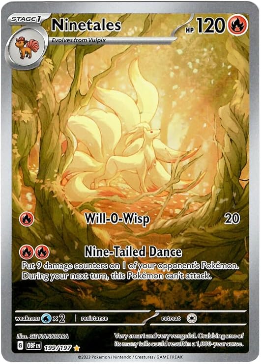 Pokemon - Ninetales 199/197 - Obsidian Flames - Illustration Rare - Holo Foil Full Art