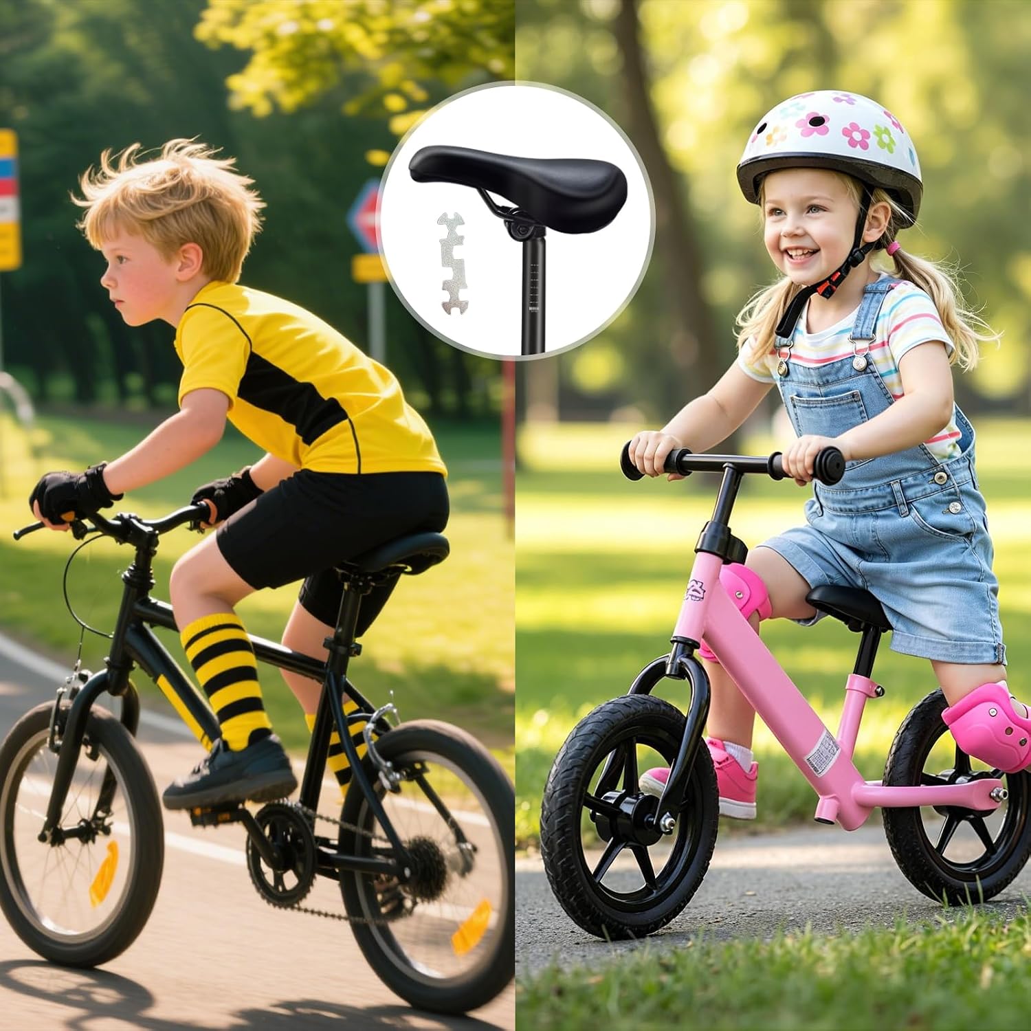 Kids Bike Saddle Children Bicycle Seat with Post