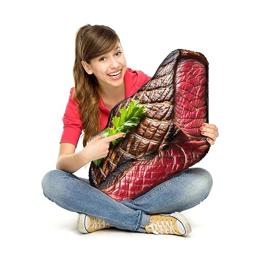 3D Grilled Steak Pillow, Realistic Steak Stuffed Food Pillow with Grill Marks, Steak Personalized Pillow, Squishy Meat Pillow Decorative Gift for