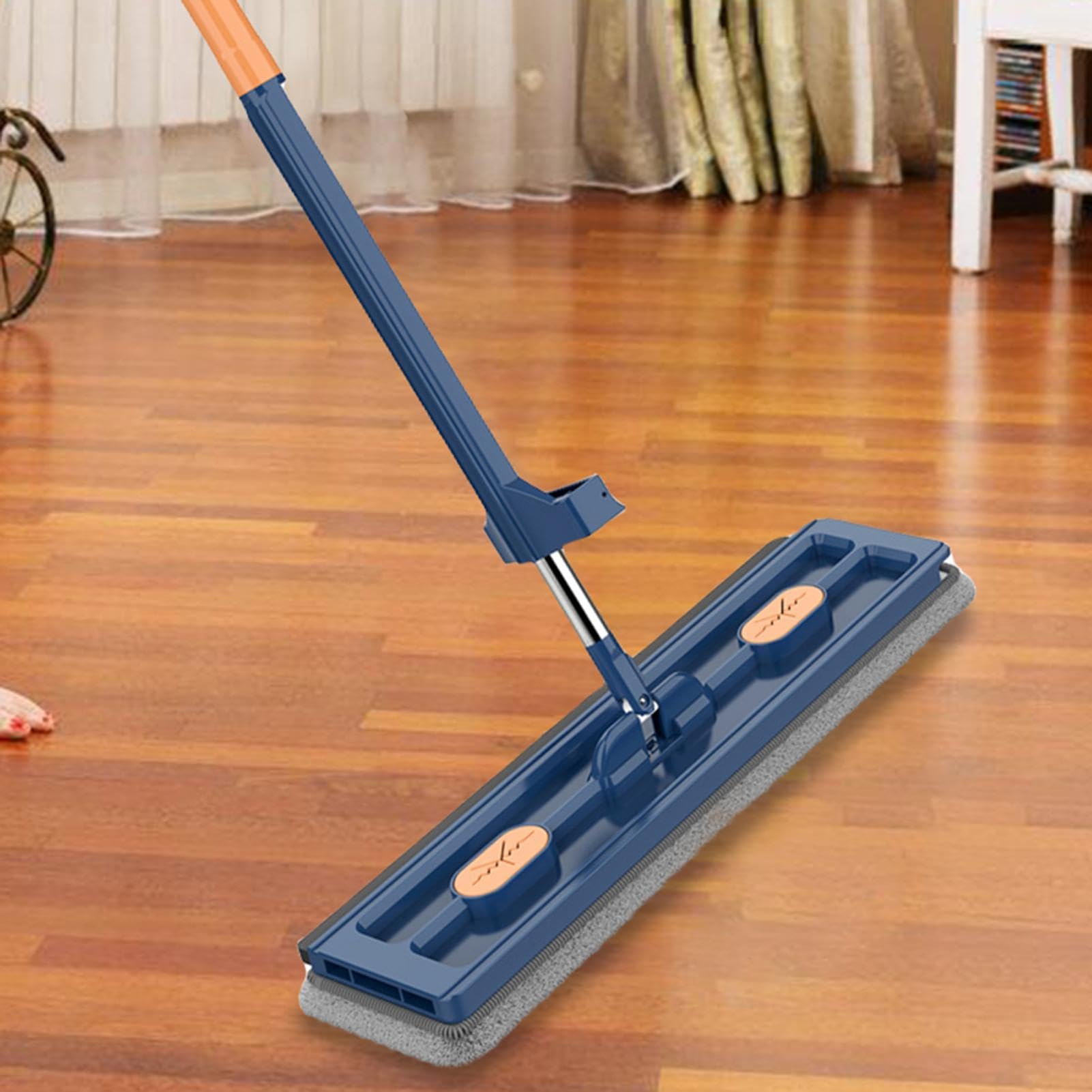 Limpiador de zócalos – Mopa de suelo, madera dura húmeda | seca y polvorienta, almohadillas reutilizables y 59 asas ajustables, limpiador de baldosas laminadas de madera dura, barredor