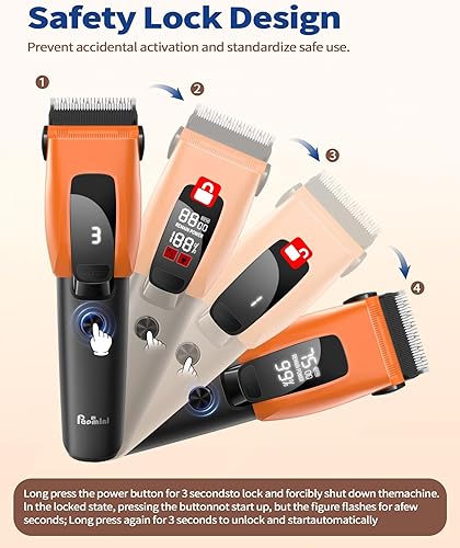 Miniatura 9 de Kit de aseo para perros y gatos para abrigos gruesos, recortadora recargable resistente con pantalla LED y bolsa de almacenamiento (naranja, 2 en 1)