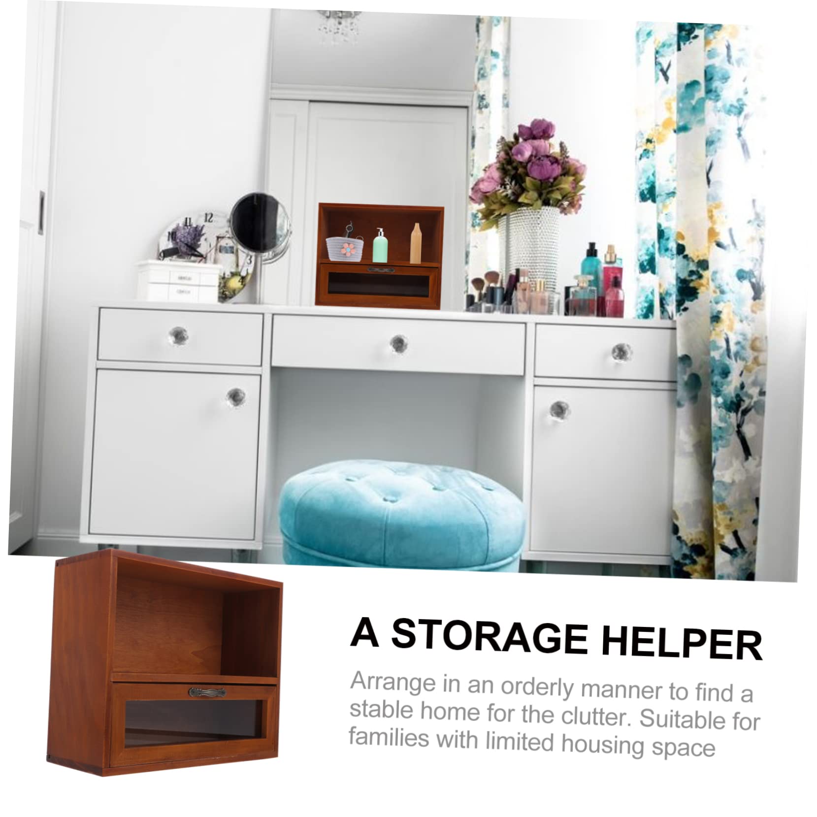 Organizzatore da Scrivania in Legno Marrone Cassetti Acrilici Resistenti, Contenitore Piccolo per Oggetti, per Home Storage e L'organizzazione di Cancelleria