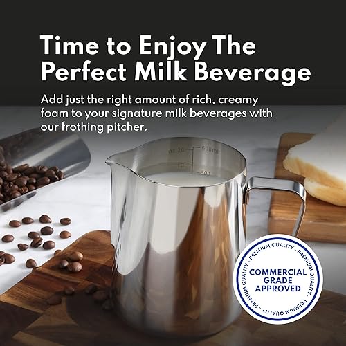 Miniatura 5 de New Star Foodservice 28812 - Jarra espumadora de acero inoxidable 188 de grado comercial 20 onzas plata