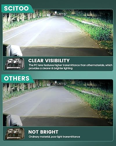 Miniatura 6 de SCITOO Faros delanteros para Chevy Trailblazer 2002-2009, para Chevy Trailblazer EXT 2002-2006, carcasa negra, reflector transparente, lente
