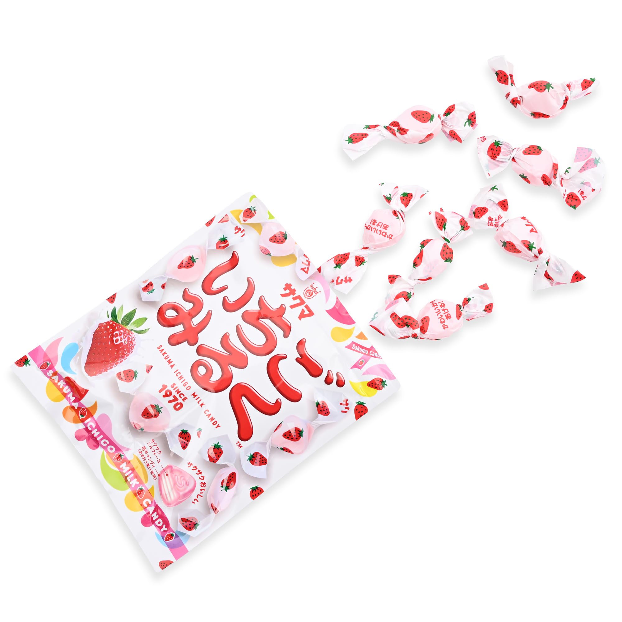Amazon.com : Sa-kuma Ichigo Milk Candy Strawberry Flavor 40g x 2