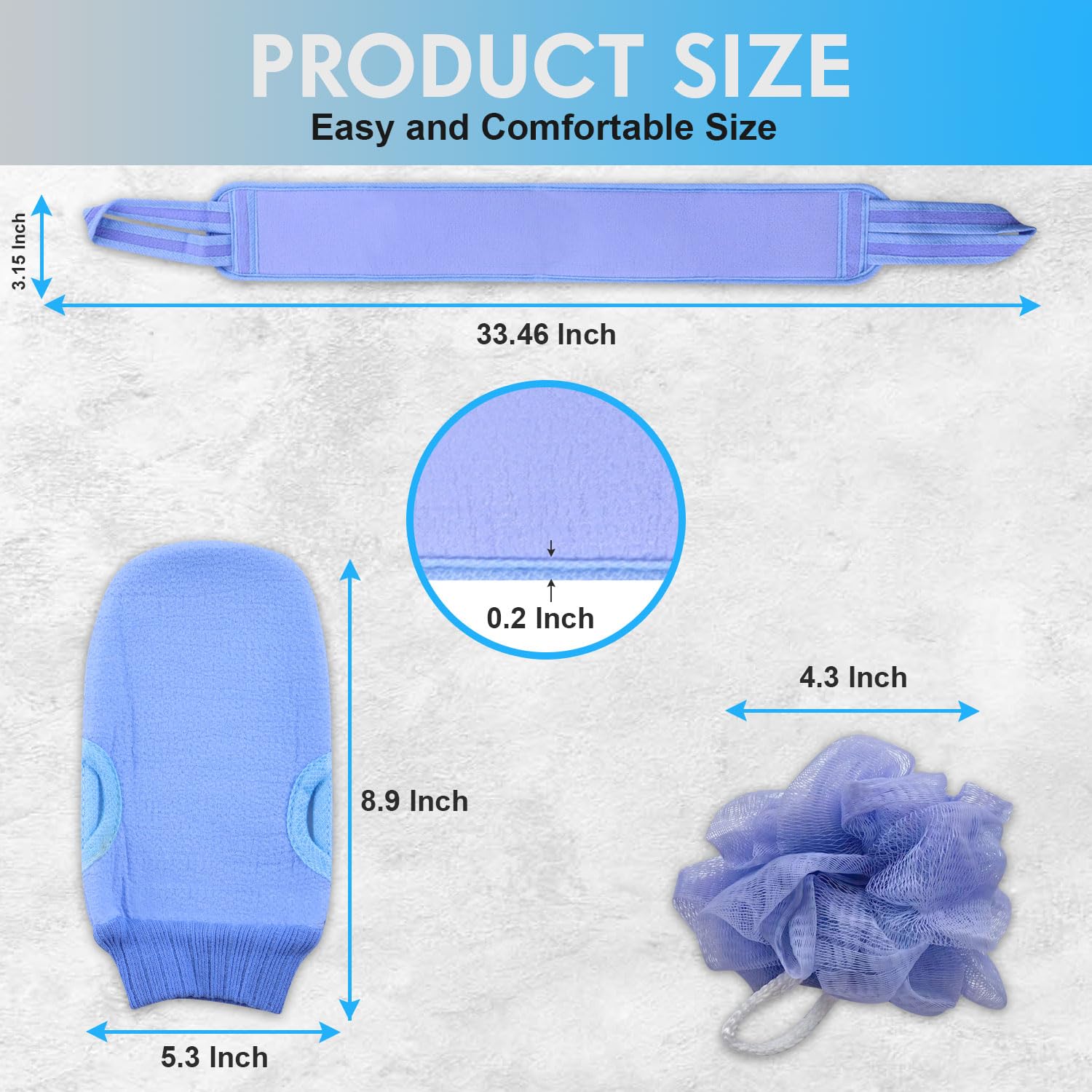 White Hawk 3pcs Exfoliating set including Exfoliating Glove, Exfoliating Towel and Loofah - Image 2