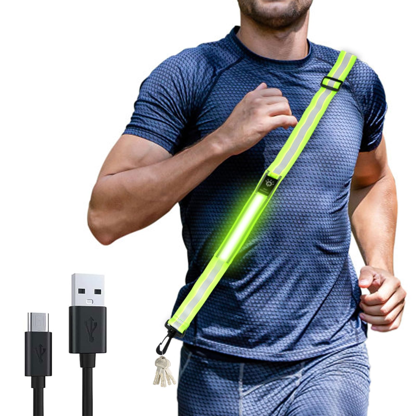 DAWRIS Cintura riflettente a LED, luci di sicurezza per camminatori notturni, alta visibilità, attrezzatura da corsa riflettente per uomini, donne, bambini, passeggiate notturne