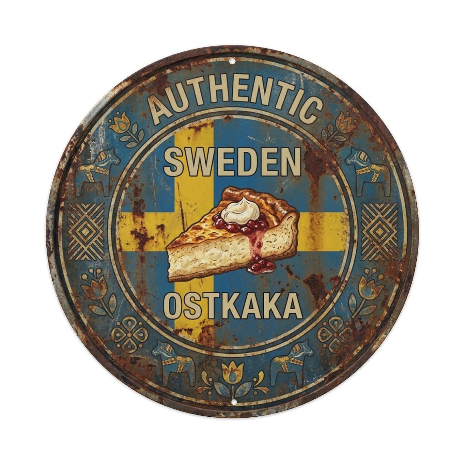 Sweden Ostkaka Travel Dessert Sweet Cuisine Metal Tin Sign