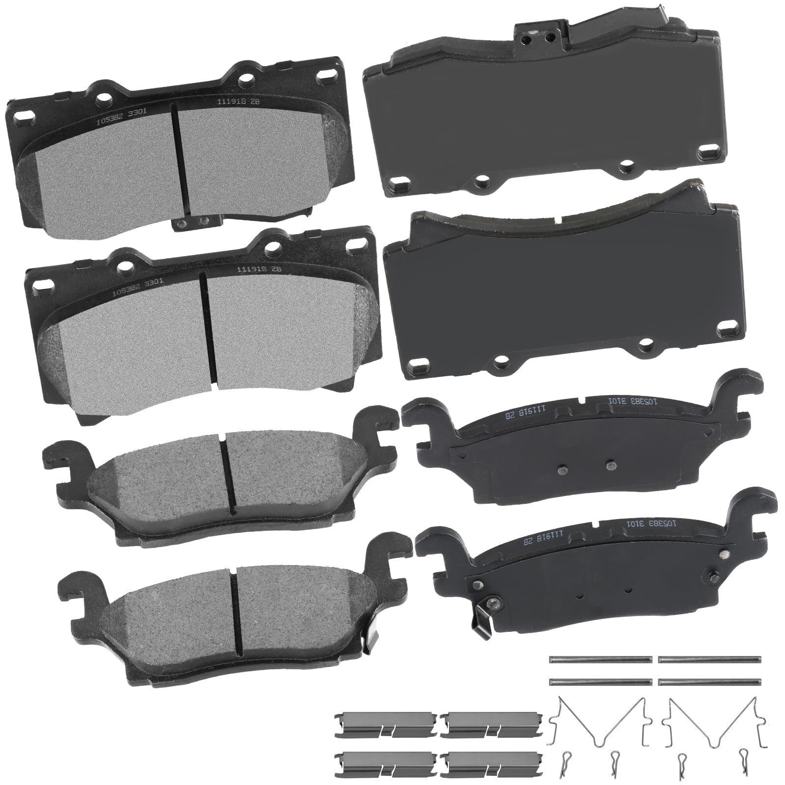 cciyu D1119 D1120 Brake Pads w/Hardware Front Rear Disc Brake Pad Set