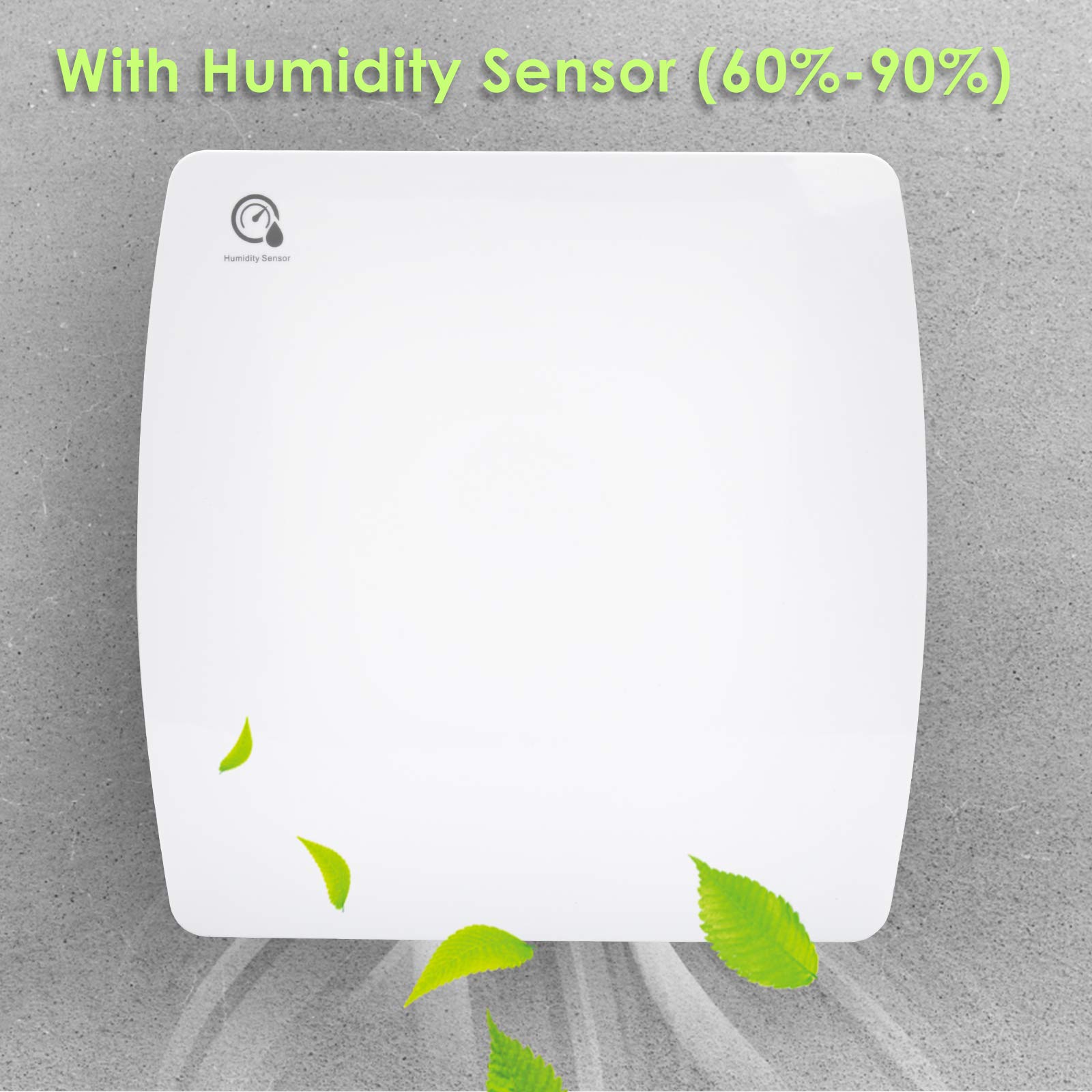 Sonnewelt Extractor de Baño silencioso 150 mm con sensor de humedad，Silencioso con válvula Anti retorno y temporizador, para el baño, aseo y cocina, Ventilador de pared contra la humedad y el moho