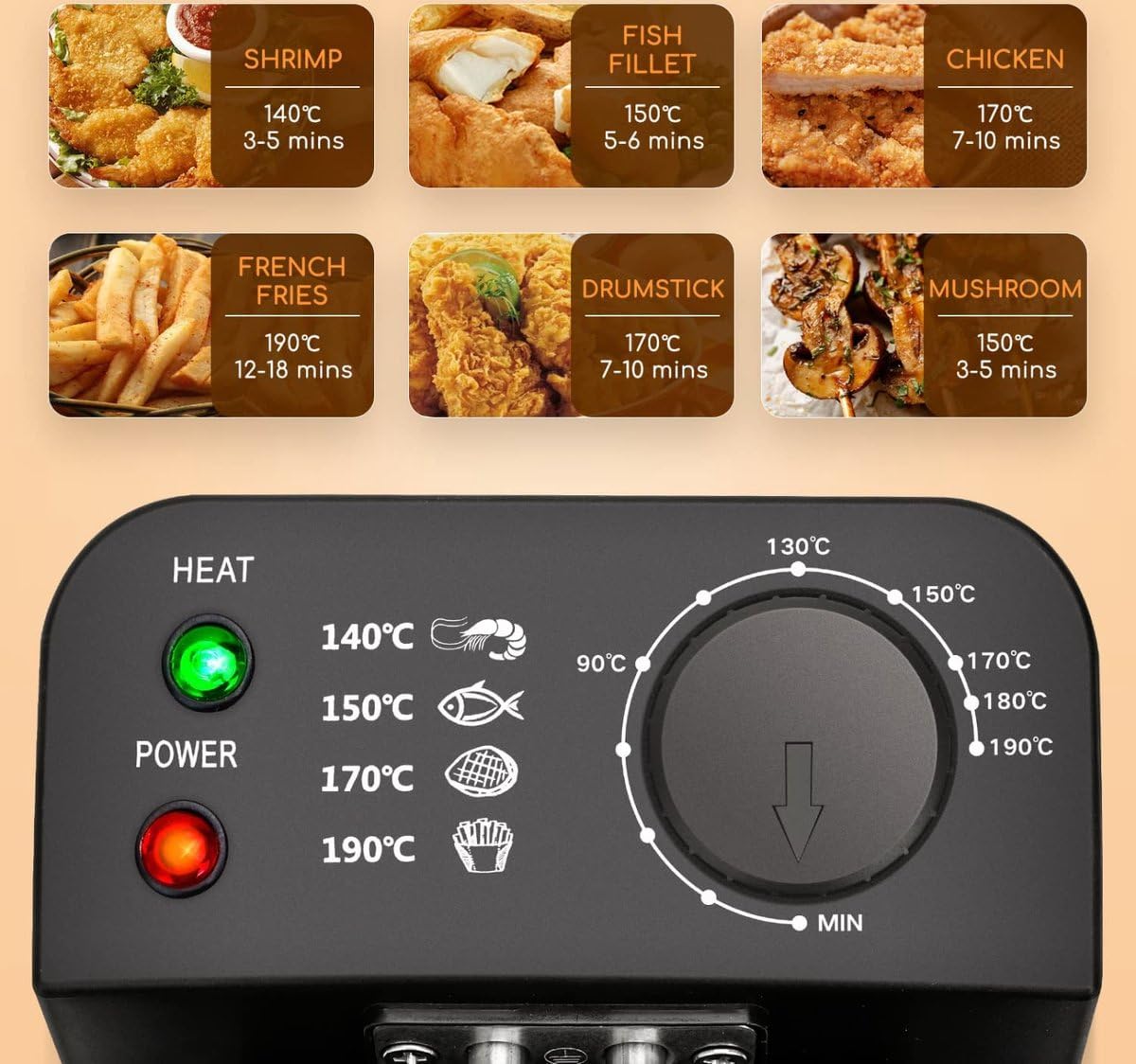 ROYALTY LINE, Friggitrice EFT2000L da 3 L 2000 W - Friggitrice elettrica con cestello da 15 L, timer preciso, tubo a riscaldamento rapido, facile da pulire, ideale per fritture gustose