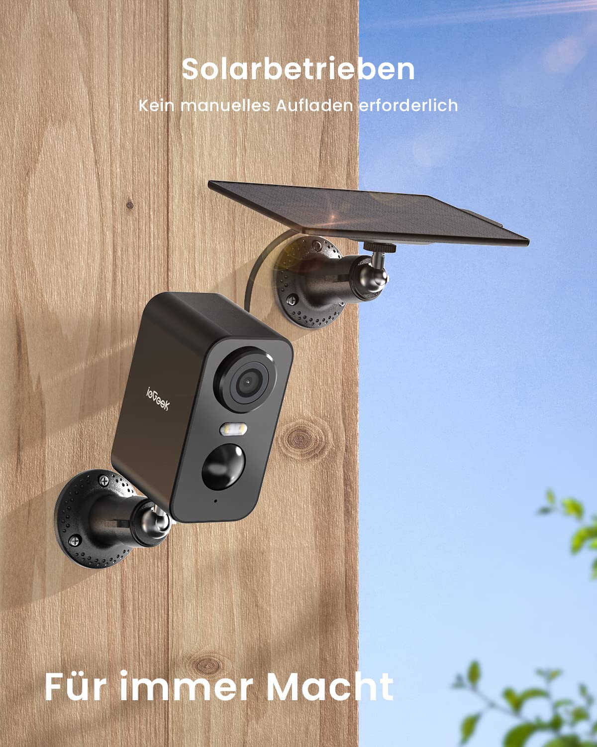 ieGeek 2K/3MP Solar Überwachungskamera Außen mit Akku, 2,4GHz WLAN Kabellos | Einfache Installation, 5200mAh Aussenkamera Wlan Kabellos mit Farbige Nachtsicht, PIR-Bewegungserkennung, IP65, 2-Wege Audio