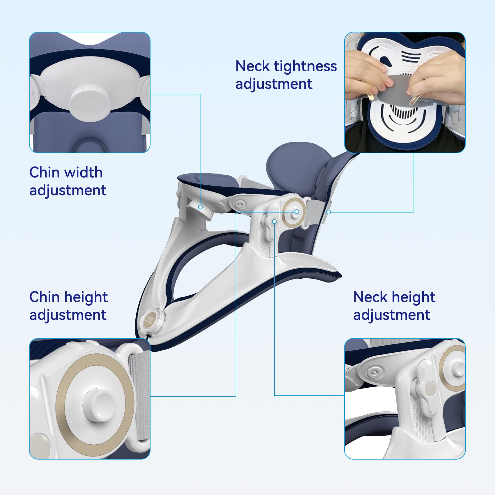 Dispositivo di trazione cervicale, barella regolabile per alleviare il dolore, supporto leggero per il collo per decompressione cervicale, design ergonomico per casa, ufficio e viaggio