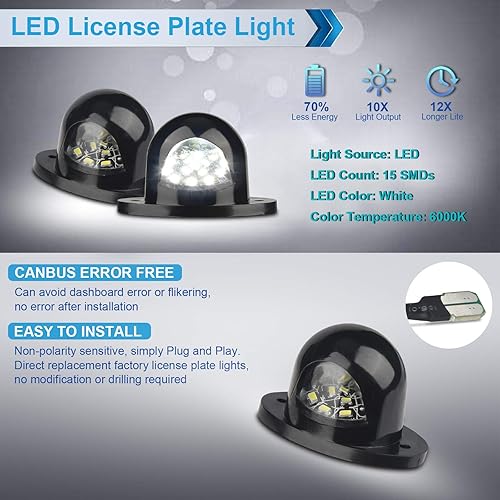 Miniatura 3 de Conjunto de lámpara LED para placa de matrícula compatible con Dodge Ram 1994-2001 1500 2500 3500 Pickup Truck 6000K blanco, paquete de 2
