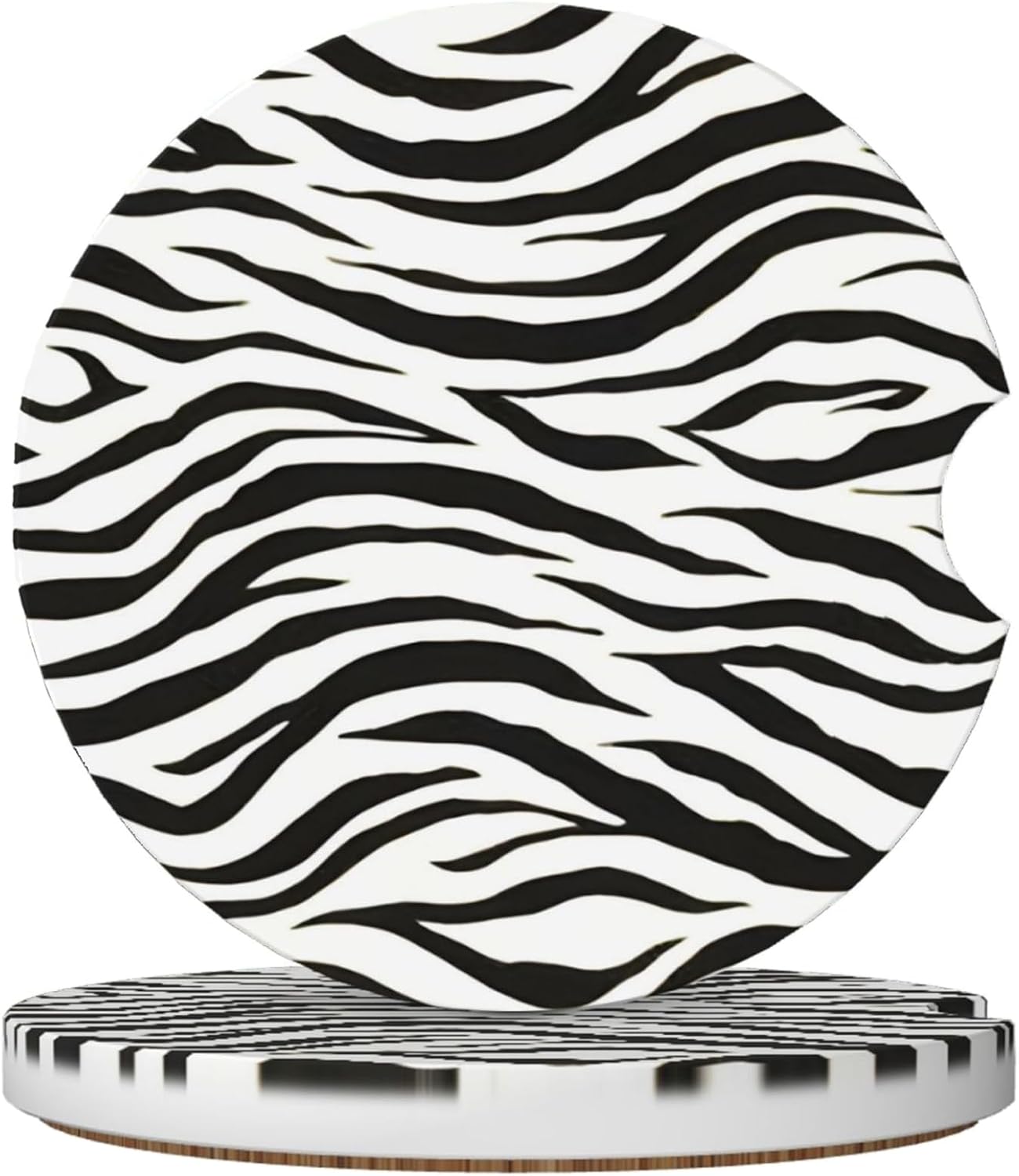 2 Pack Car Cup Holder Zebra Coasters Absorbent Ceramic Coaster for Cup Holders Fashion Car Interior Accessories for Men Drink Coaster for Women