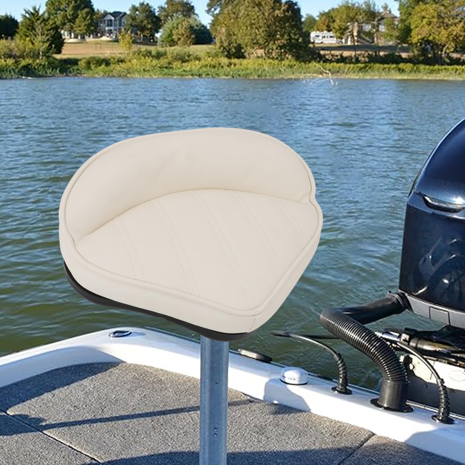 Asiento de Fundición de Pesca, Silla de Tope, Pro Lean con Cuero de PVC y Espuma de Memoria para Cubierta de Bote, Pontón, Barcos, Instalación Fácil con Tornillos