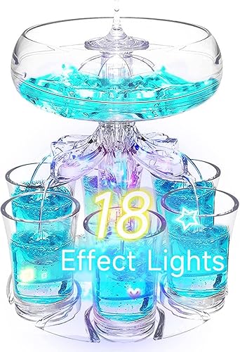 Zcvtbye Dispensador de licor con juego de 6 vasos de chupito + 18 luces de efectos dispensador de bebidas para bebidas sidra cóctel, accesorios de
