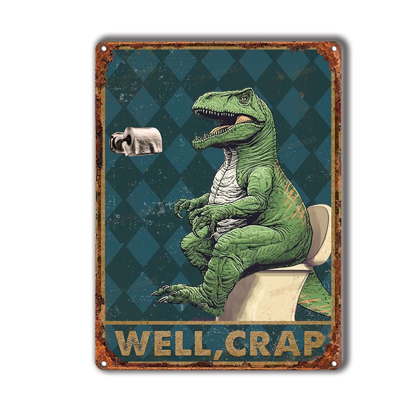Tsezlojh Black Tin Sign Decor Well Crap Skeleton Dinosaur Toilet Paper Dinosaur Toilet Paper T Rex Toilet Dinosaur Bathroom Decor For Home Decorations Pub Diner Cafe Wall Decor Home Decor Art 6X8inch