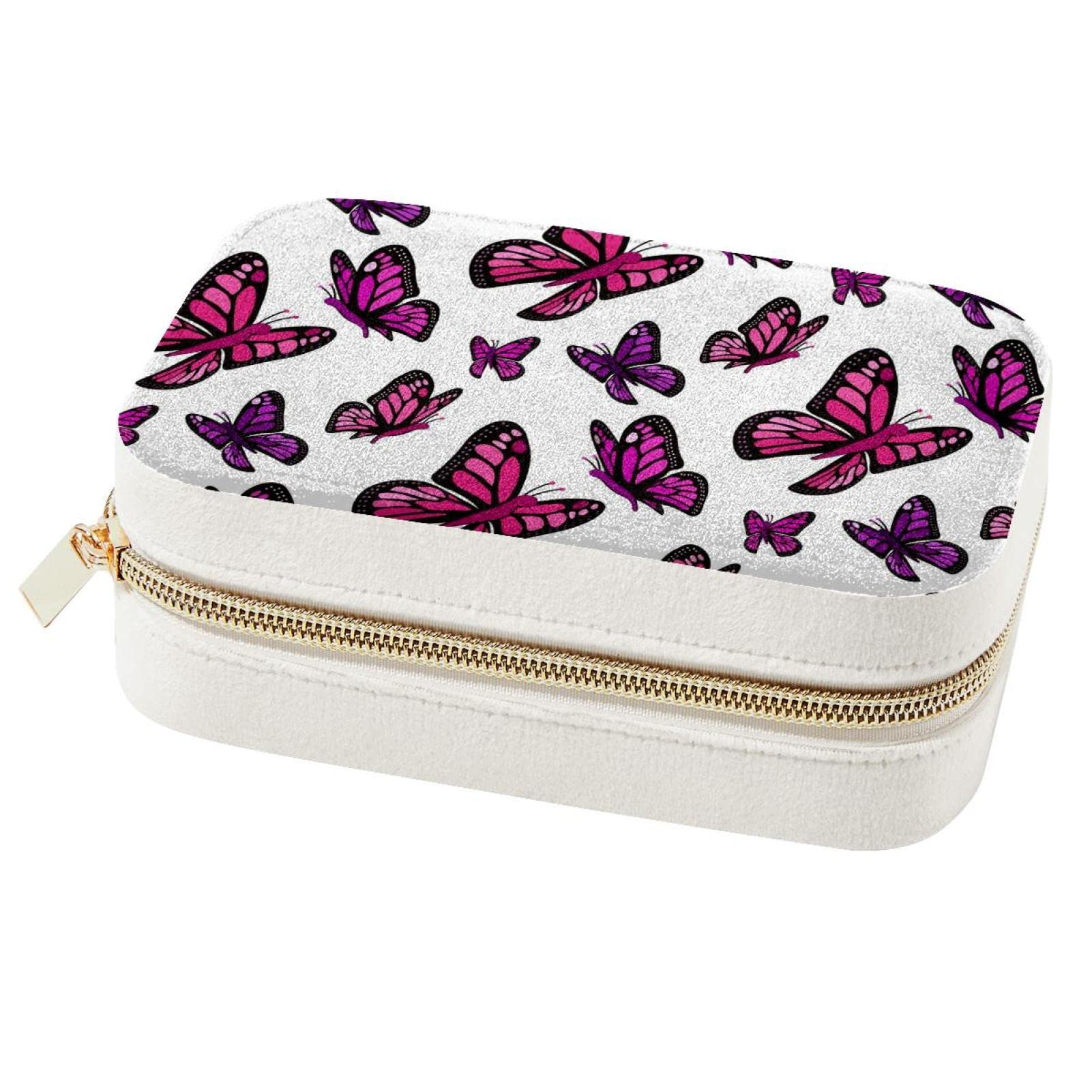 Boîte à bijoux portable papillons : organisateur de voyage bagues et boucles