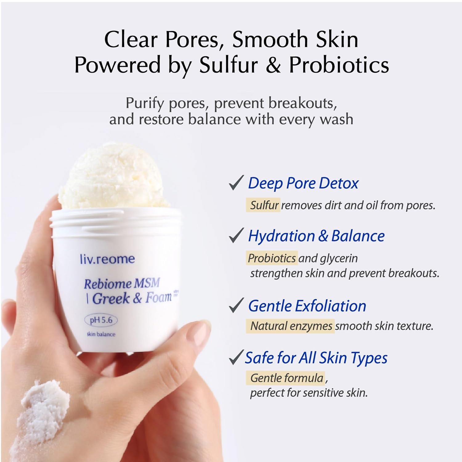 MSM Sulfur-Derived & Probiotic Exosome Cleanser – Deep Pore Detox, Blackhead & Oil Control, Hydrating Finish - Image 5