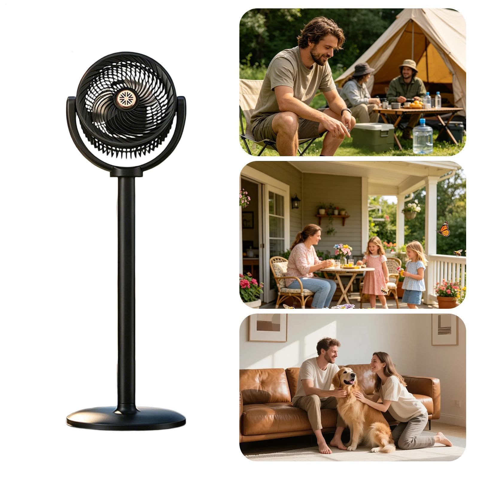 Ventiladores De Pie Solares Para El Hogar Silencioso, Recargable Por USB | Ventilador Solar Portátil de Pie para Cocina, Habitación, Sala de Estar, Dormitorio, Oficina, Camping y Jar