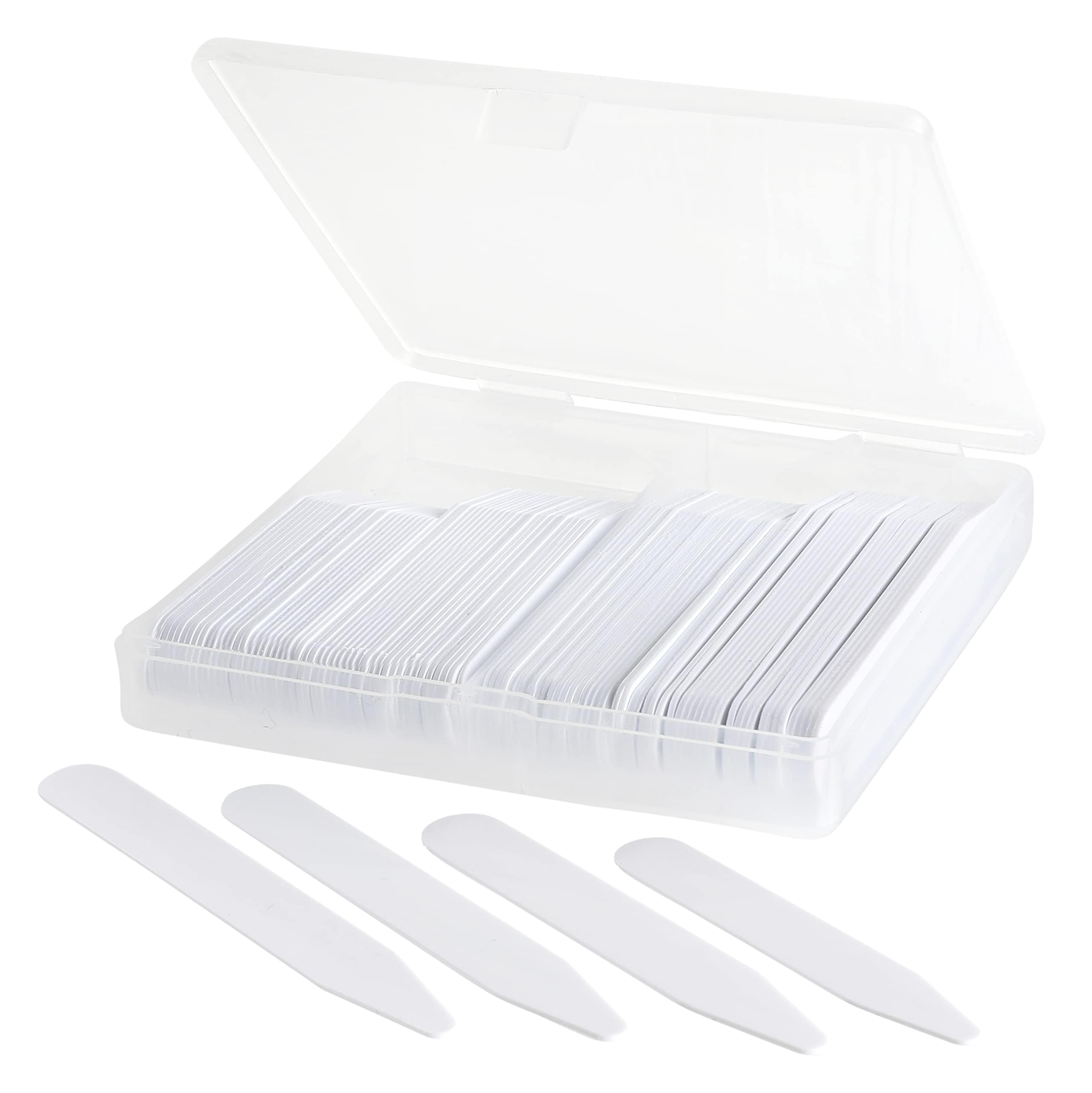 100 Plastic Collar Stays For Men Shirts 2.2", 2.5", 2.7 or 3" inches