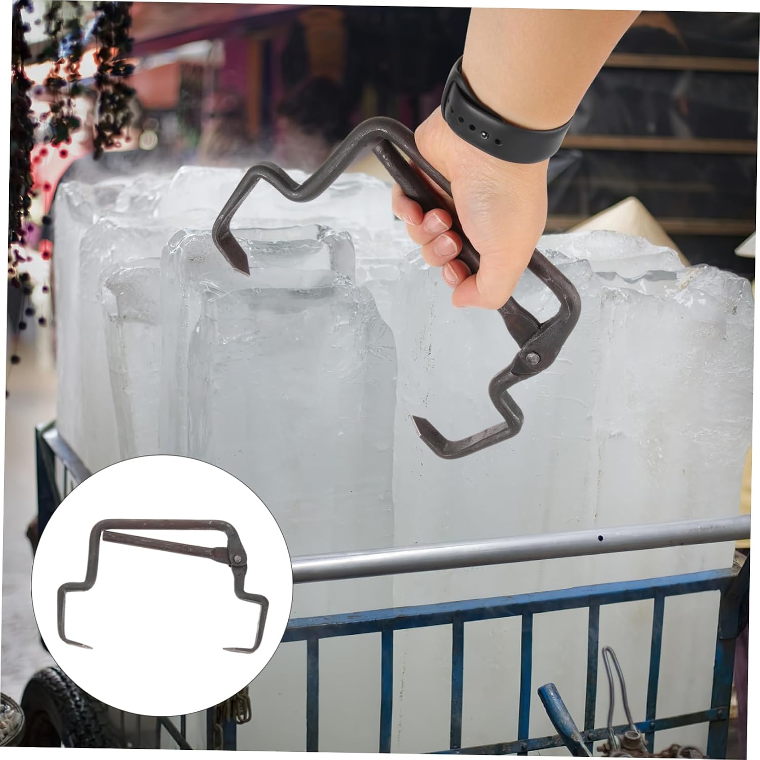 Garneck Ergonomic Ice Cube Grabber Claw Ice Tongs for Blocks Industrial Statue Lifter Anti-slip Tow Bar