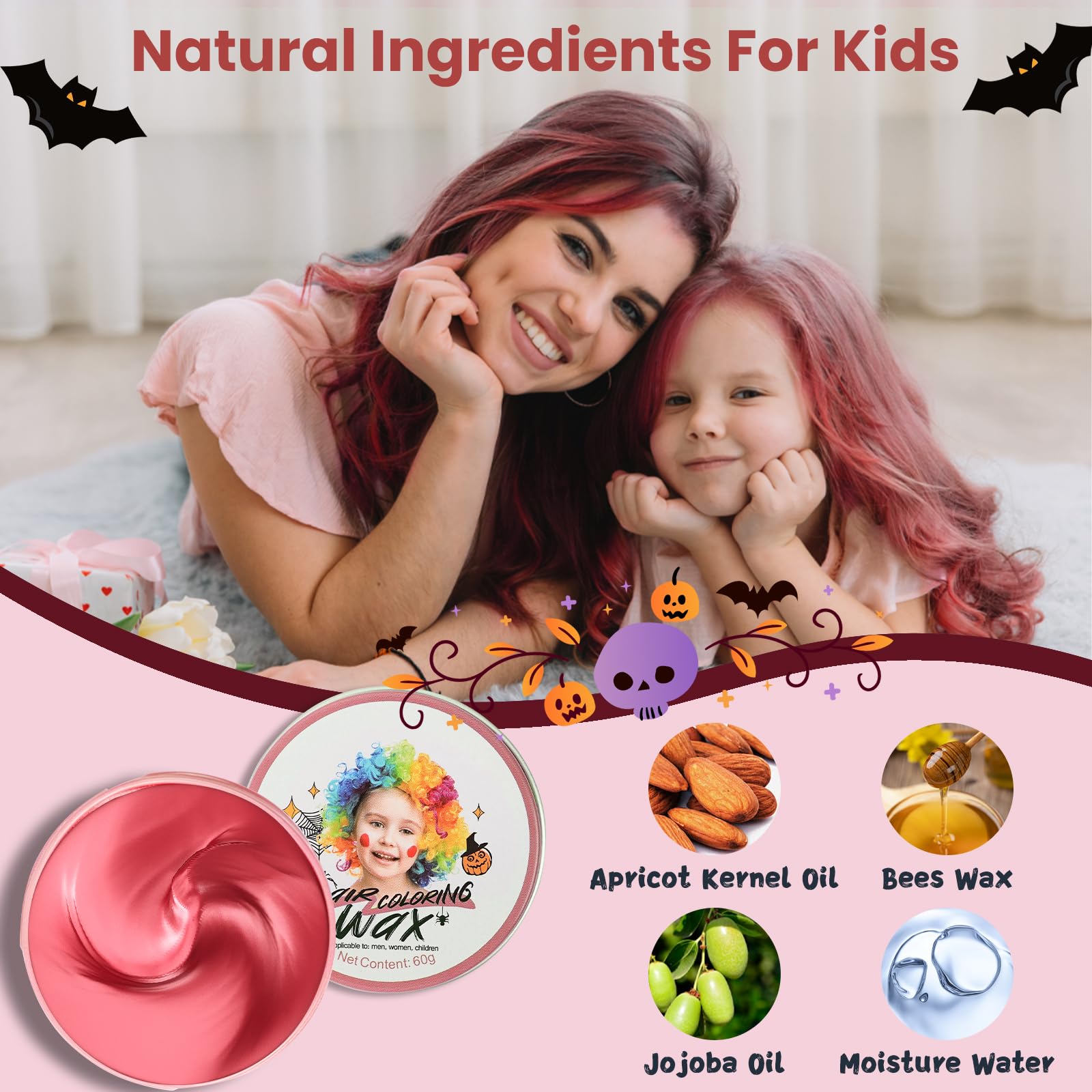 Condition photo showing New/Like New for Temporary Red Hair Color Wax for Kids, Women Men Colored Hair Styling Mud, Washable Style Dye for Girls Boys Teens, DIY Instant Hair Coloring Gel Cream for Cosplay Halloween Children's Day