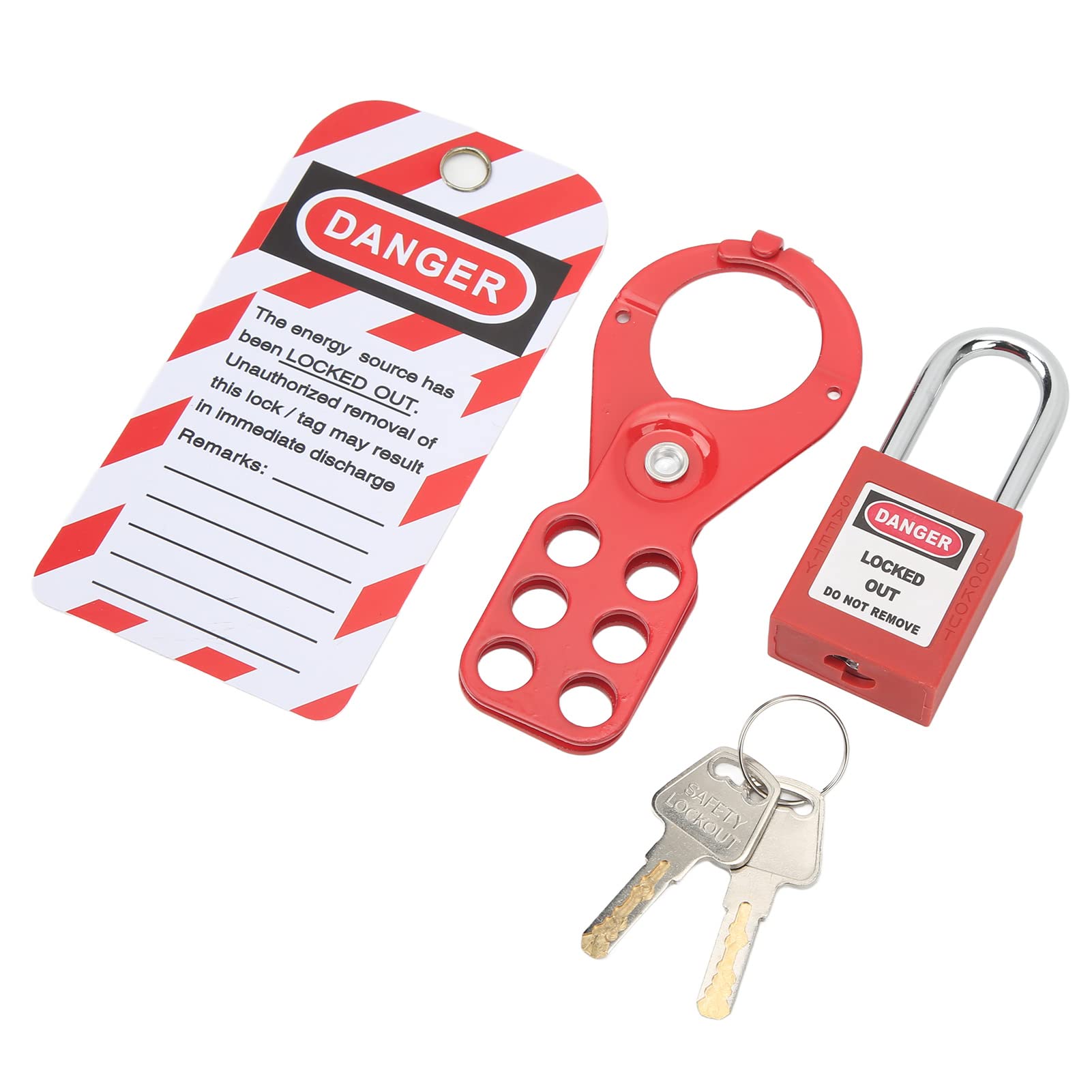 Lockout-Tagout-Kit mit Sicherheitshaspe Vorhängeschloss Loto-Tag-Schlüsseln Manipulationssicher für Industrieanlagen(1 5 Zoll/38 mm Bügel)