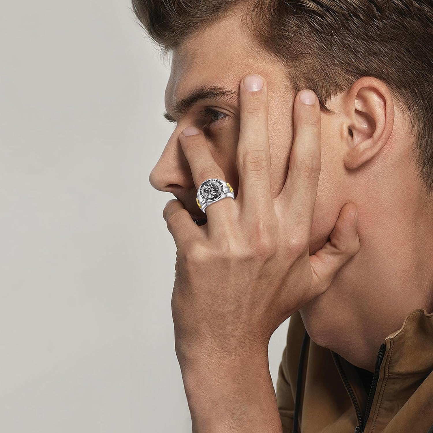 YFN Patron Saint Ring Sterling Silver Religious Protector Ring Jewelry Gifts for Women Men - Image 5