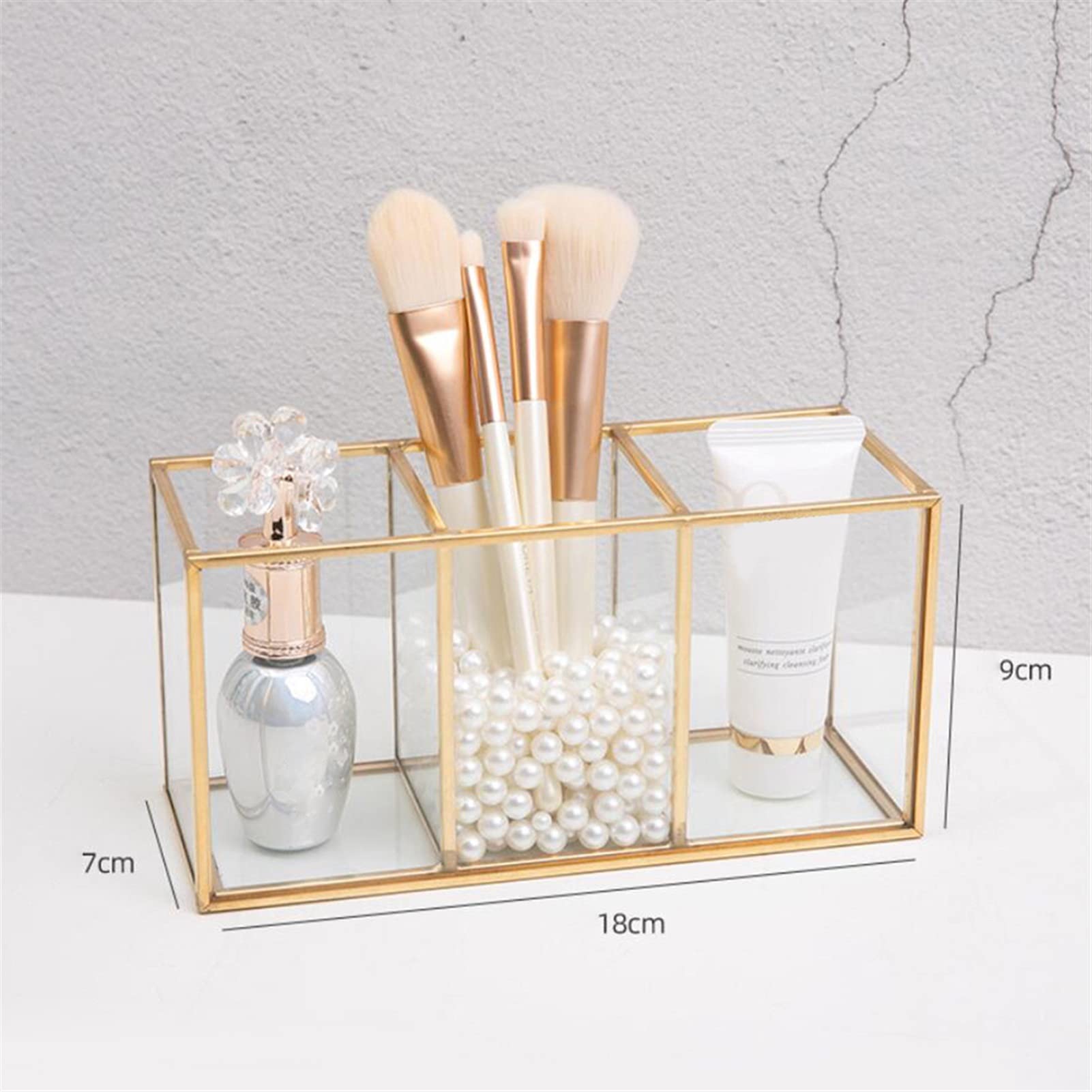 Prodotti per la casa Scatola di immagazzinaggio della spazzola di trucco di vetro trasparente della spazzola di lusso dei cosmetici del contenitore del contenitore del contenitore del contenitore del