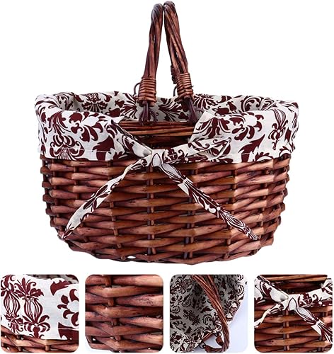 Miniatura 9 de DOITOOL Cesta de picnic de sauce con forro y asa, tejido a mano, huevos de Pascua y cesta de caramelo, cesta de regalo, cesta de escritorio, cestas