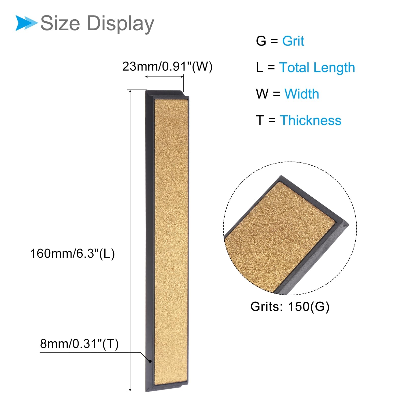 CoCud Diamond Sharpening Stone, 150 Grit 6" x 0.8" Total Size, Titanium Coated Whetstone Sharpener Abrasive Tool - Image 2