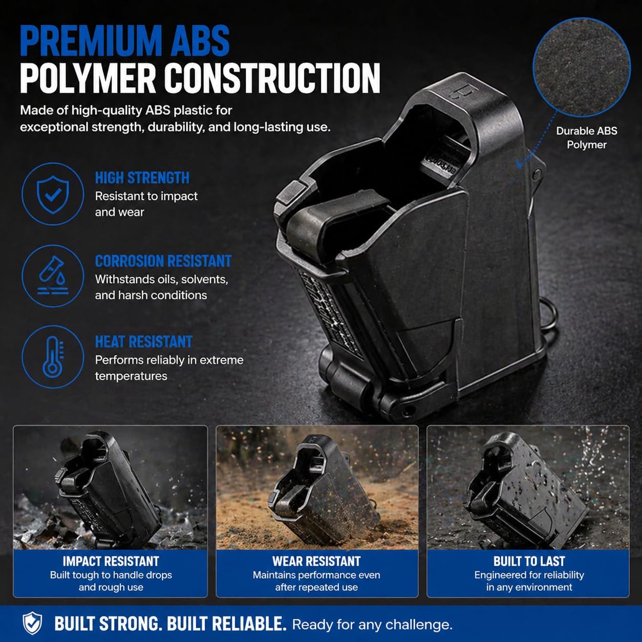 Genérico Cargador Rápido para Pistola de Calibre 9mm a .45ACP, Herramienta para Recarga Rápida de Cargadores, Plastico Negro