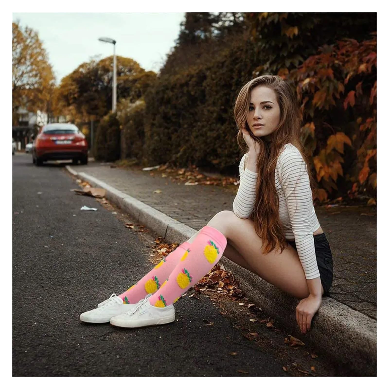 6 pares de calcetines de compresión estampados divertidos para venas varicosas, atléticos, médicos, enfermeras, correr, vuelos, viajes, calcetines para hombres y mujeres, Zh108, L
