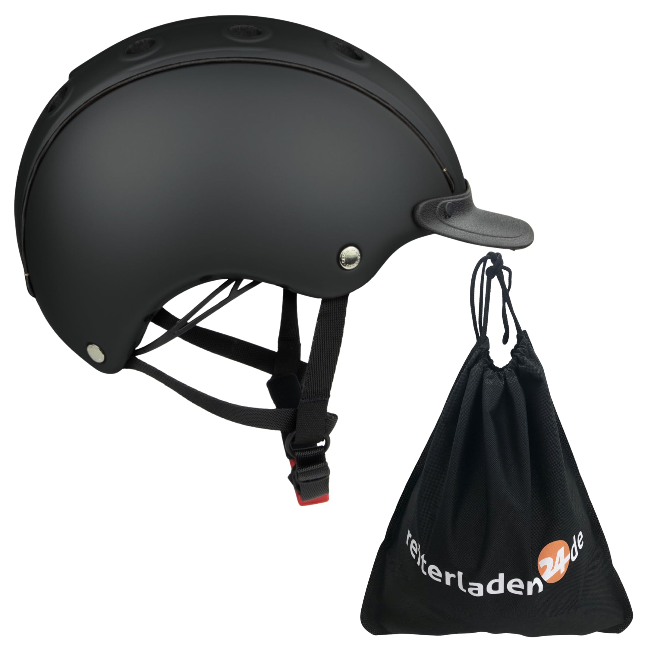 Casco - Kinder Reithelm Choice Turnier inkl. Schutzbeutel RL24 Edition – Reitkappe Mädchen & Jungen – ergonomischer Helm zum Reiten, Fahrrad- & Skifahren – Schwarz – S (52-56cm)