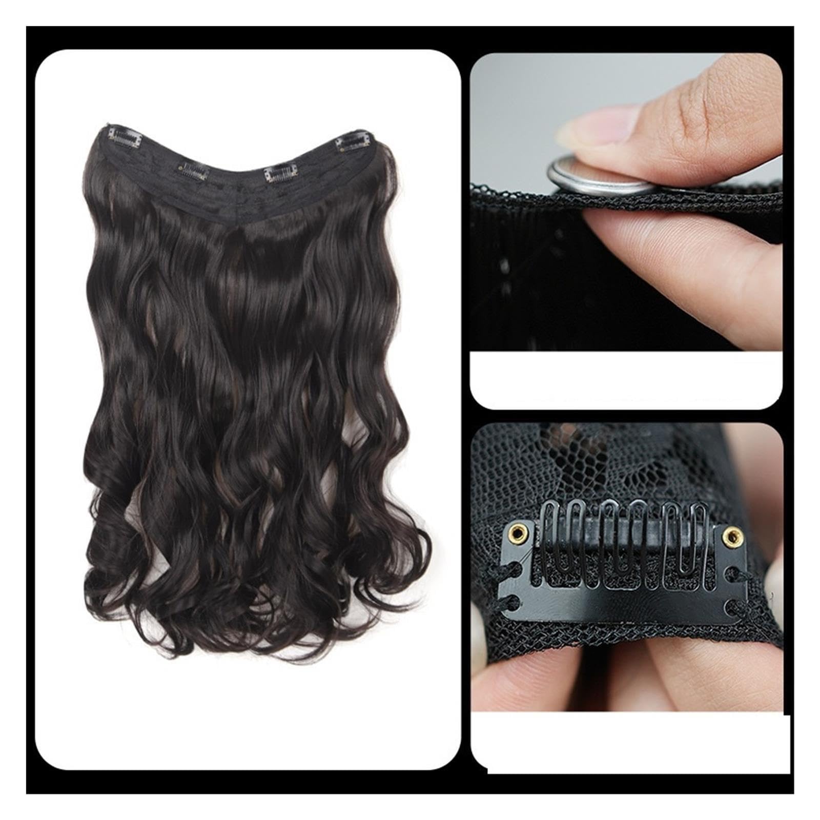 Pelucas Cabello rizado de una pieza con volumen esponjoso, extensiones de cabello(Brown)