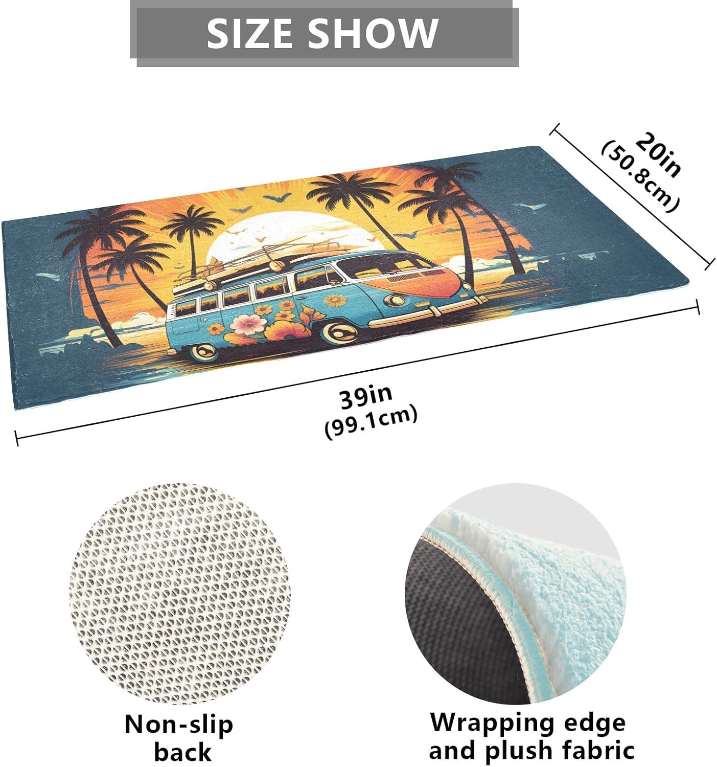 Cartoon Blue Bus Bathroom Rugs Mats Fluffy Water Absorbent Non-Slip Mat for Bathroom Shower Room