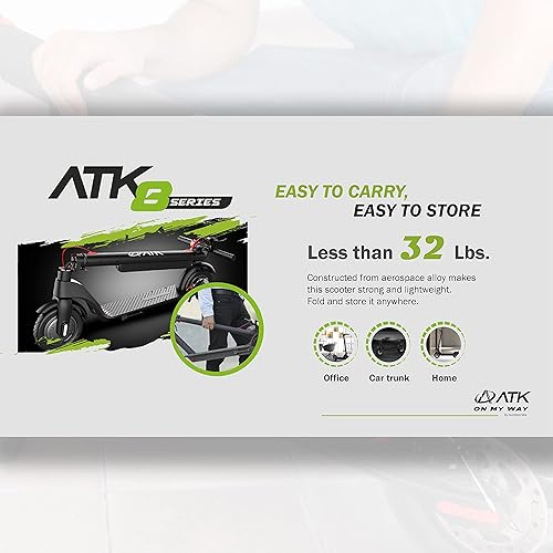 Miniatura 4 de ATK H8 Scooter eléctrico para adultos, velocidad de hasta 16 mph, scooter eléctrico de desplazamiento con motor de 350 W, bicicleta plegable con