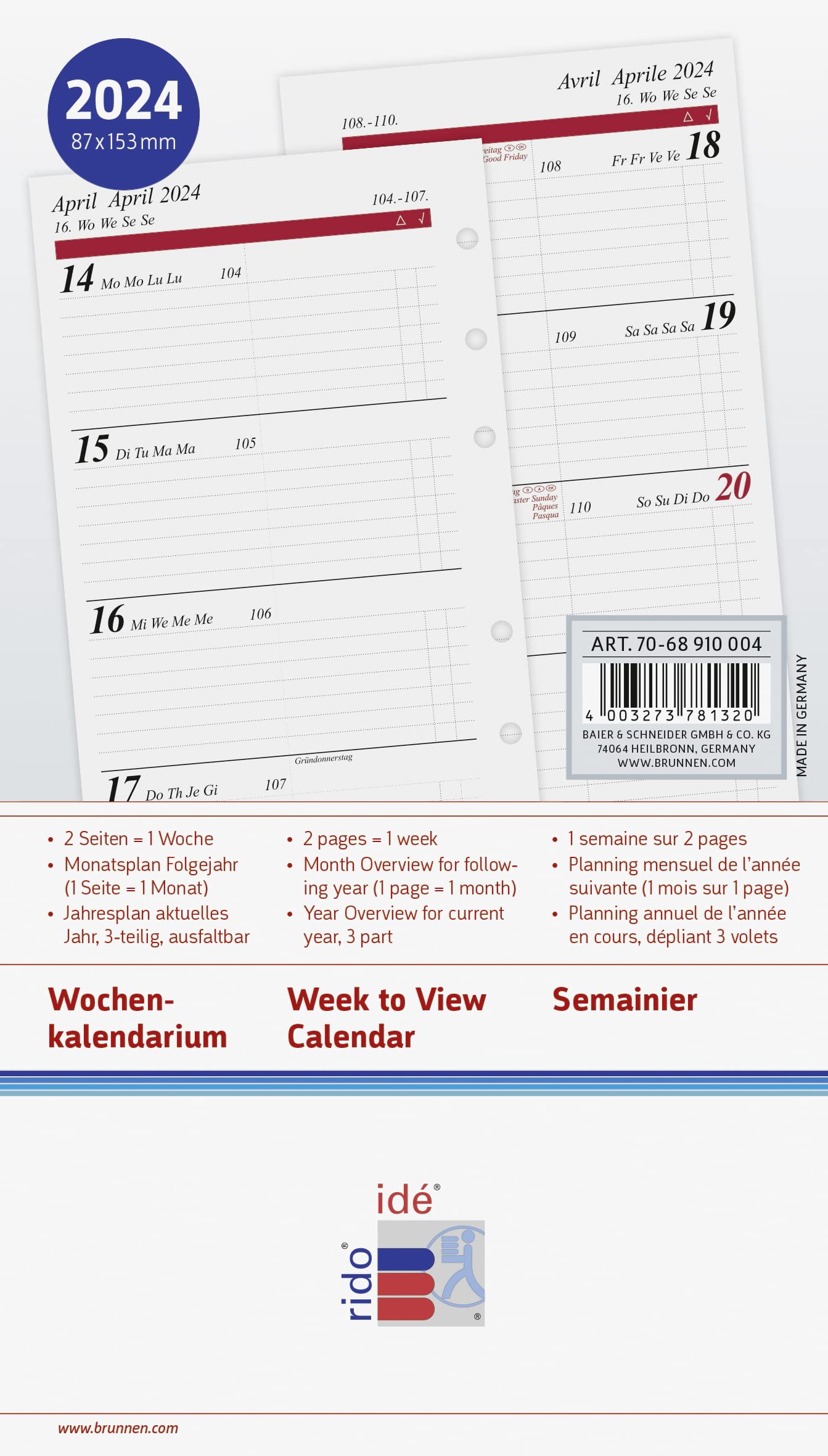 Rido/idé Calendario Semanal Modelo Partner/Industry I 2024, 2