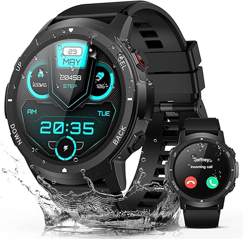 Smart Watch for Men, Work Fitness Watch with Step Tracker, IP68 Waterproof, Bluetooth Call for Android iOS, 24/7 Sleep Monitor, 110 Sports Modes