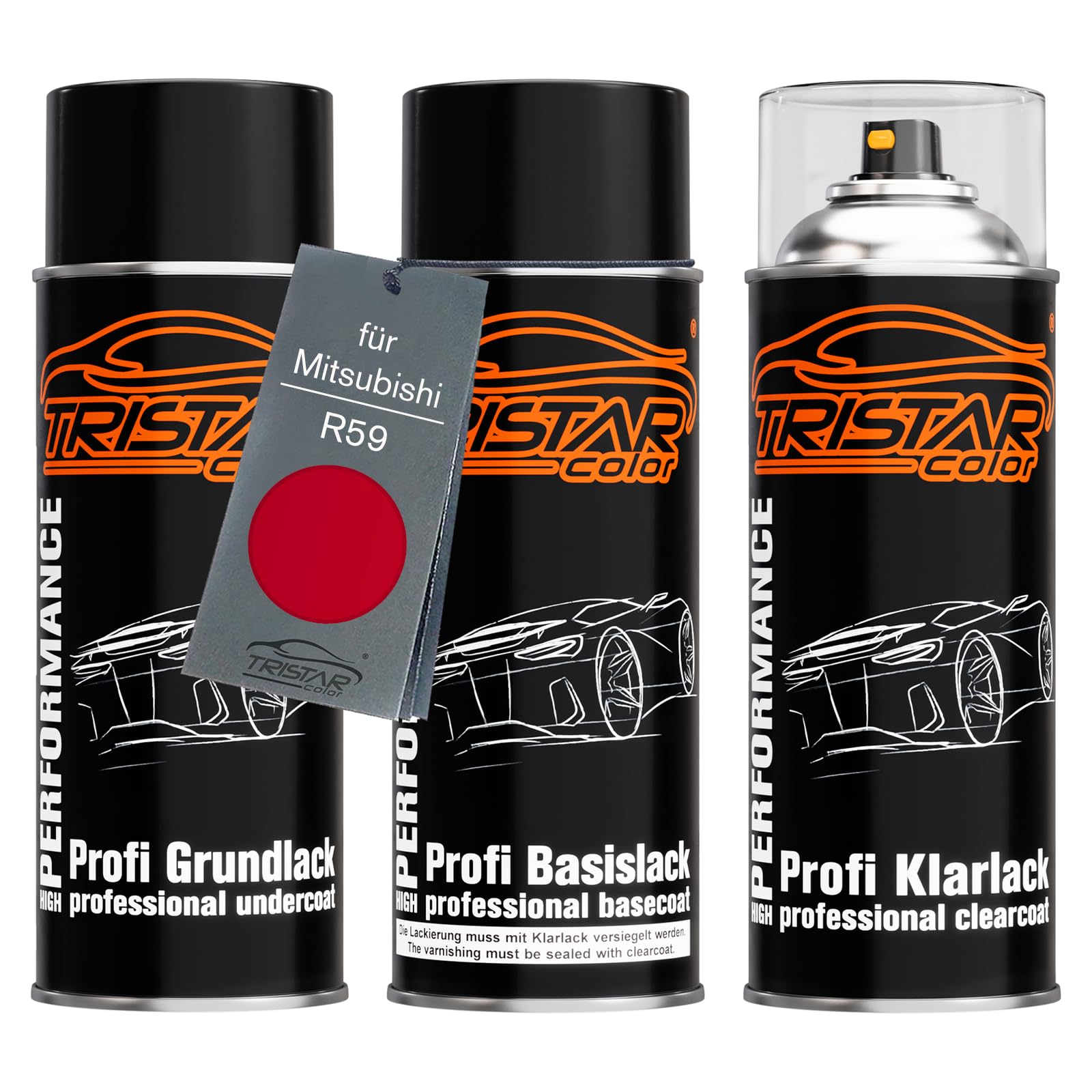 TRISTARcolor Car paint Spray can set for Mitsubishi R59 Palma Red under + base coat clear coat spray can 400ml