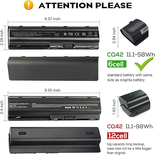 Miniatura 4 de Batería de repuesto para HP Spare 593553-001 HP Compaq Presario CQ32 CQ42 CQ43 HP Pavilion dm4 g4 g6 g7 DV3-4000 DV5-2000 DV6-3000 DV7-6000 COMPAQ