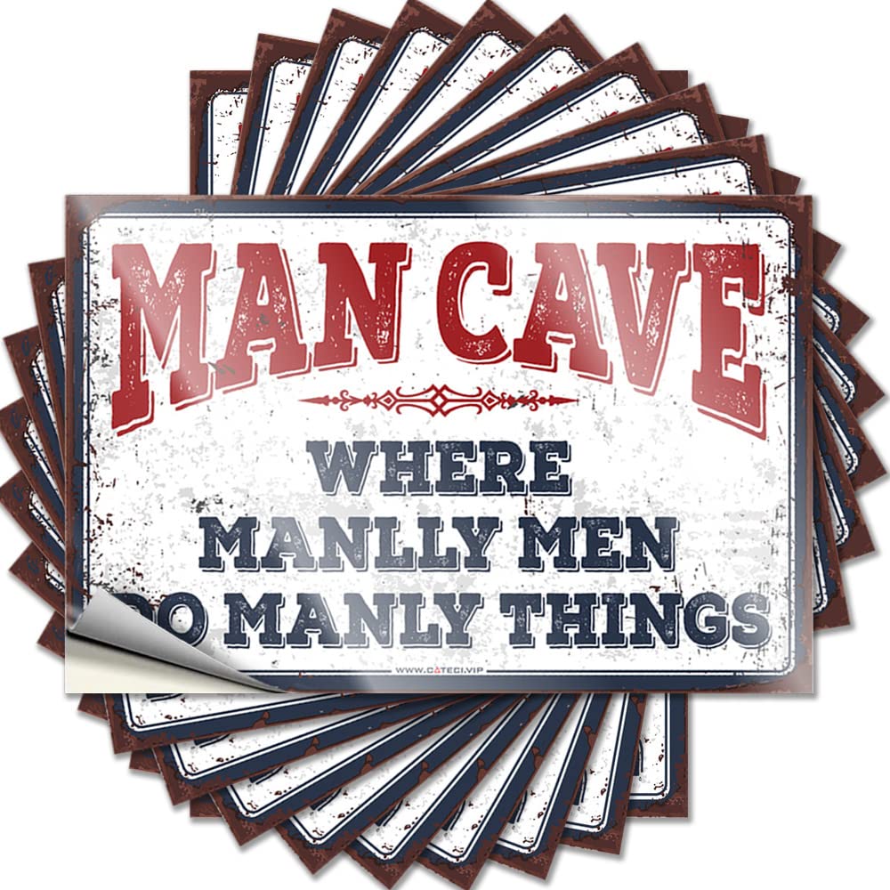 Retro Room Decor Case Lettering Sticker - Where Manlly Men Do Manly Things Mini Durable Sticker Easy Apply for Thankful Decor(8X12CM)