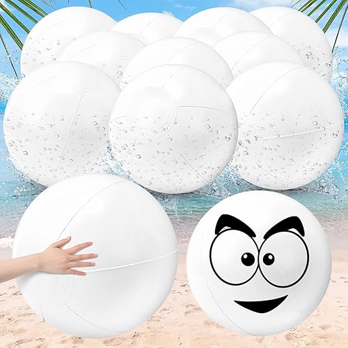10 bolas de playa blancas sólidas a granel, pelota de playa inflable grande, bolas gigantes para piscina, juego de playa, juguete para playa de