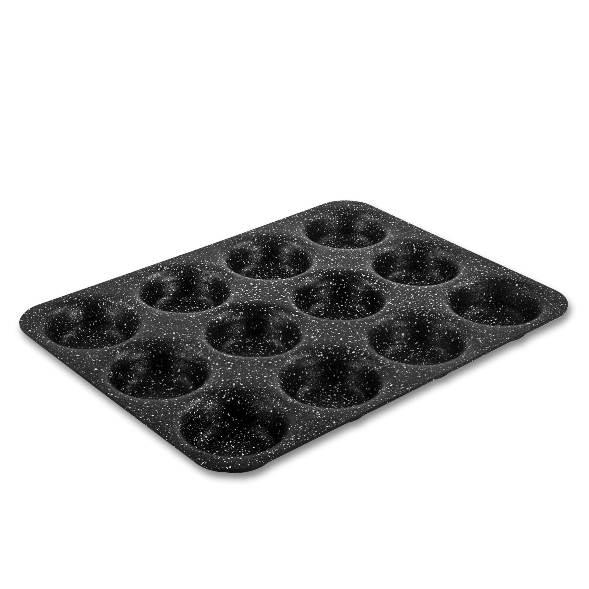 Scoville NEVERSTICK 12 Cup Cupcake Tray, Large Non Stick Oven Tray for Yorkshire Puddings, Muffins & Cupcakes, 36cm x 27cm, Oven Safe to 260ยฐC, Dishwasher Safe, PFOA Free, Toughened Aluminium, Black