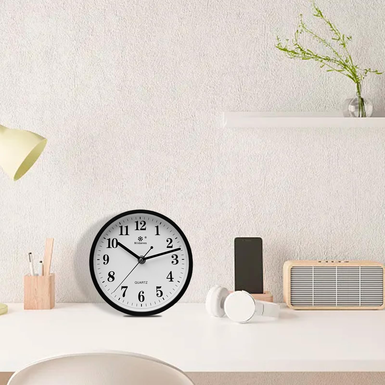 Grande horloge murale à quartz silencieuse moderne noire pour cuisine salon bureau